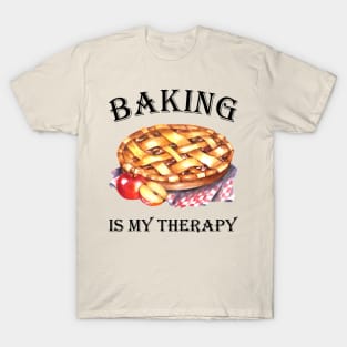 Baking Is My Therapy Apple Pie (Black) T-Shirt